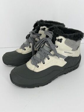 Merrell Aurora 6 snow boots Vibram artic grip sole women's size 9.5 Ash gray
